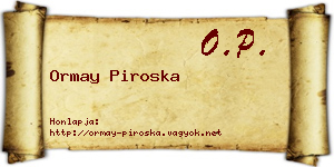 Ormay Piroska névjegykártya